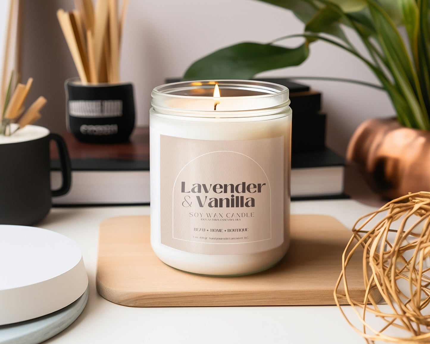 Lavender and Vanilla Soy Wax Candle | Essential Oils Relaxation Candle