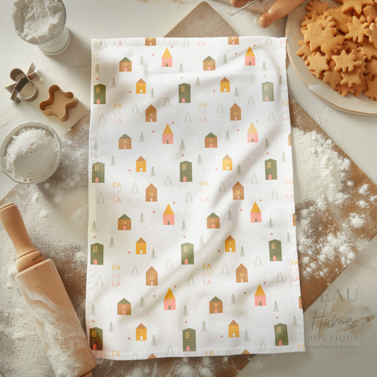 Christmas Tea Towel Dish Cloth Kitchen Towel  | Holiday Tea Towel | 17" x 26"