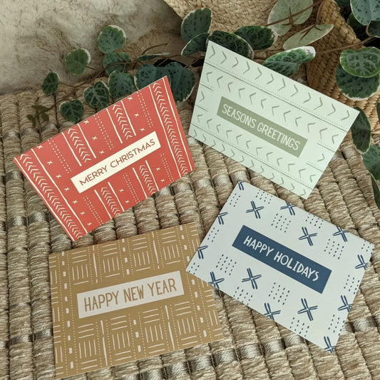 Mudcloth Christmas Card Set of 4 | Designed by Hotdogs & Poodles